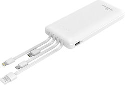 Powertech Power Bank 10000mAh 10.5W cu Port USB-A Alb