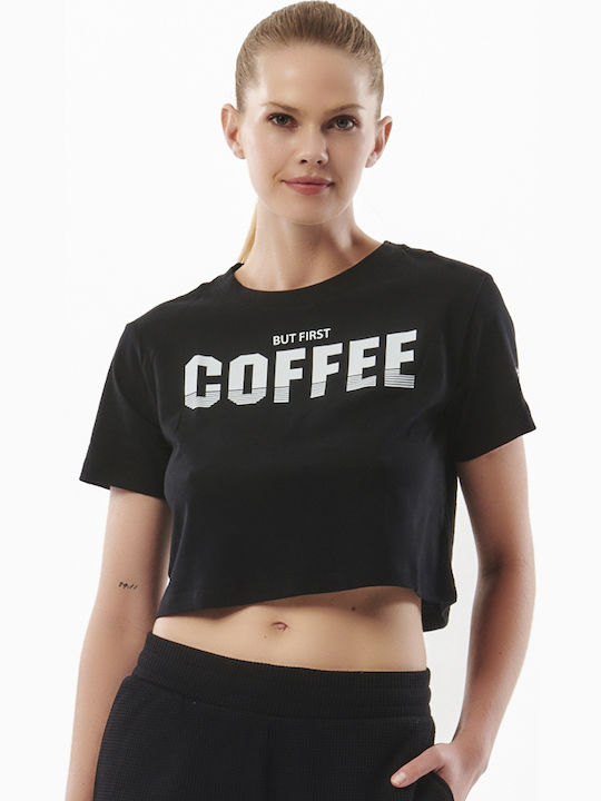 051325 Women's Oversized Crop T-shirt Black