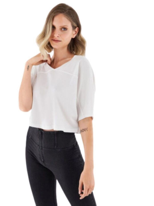 Freddy Damen Crop T-Shirt Weiß