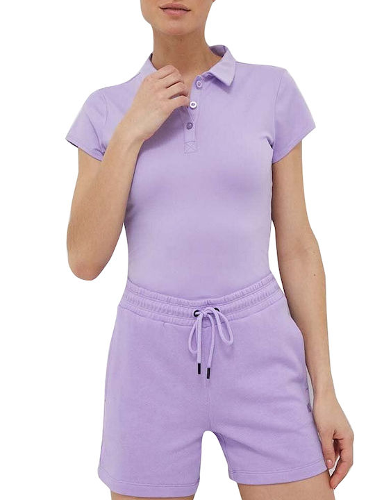 DKNY Women's Polo Shirt Short Sleeve Purple
