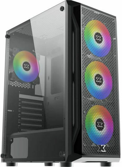 Xigmatek Gaming X Midi Tower Компютърна кутия със страничен прозорец и RGB осветление Черен