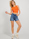 Women's Jean High-waisted Shorts Medium Blue Denim