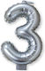 Procos Geburtstagskerze Nummer "3" in Silber Fa...