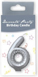 Procos Birthday Candle Number "6" in Silver Color 92587