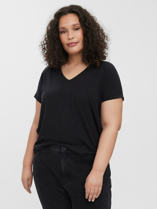 Vero Moda Femeie Tricou cu Decolteu în V Negru