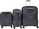 Hold & Roll Reisekoffer Hartschalen Schwarz mit 4 Räder Set 3Stück 278352