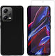 Vivid Set with Tempered Glass Umschlag Rückseite Silikon Set mit Glas Schwarz (Poco X5)
