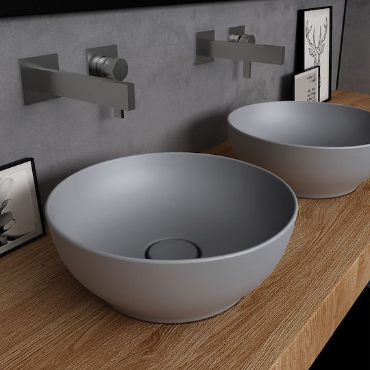 Olympia Trend Round 02 Aufgesetztes Waschbecken Porzellan 38x38x14.4cm Grey Matt