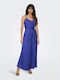 Only Summer Maxi Evening Dress Open Back Blue