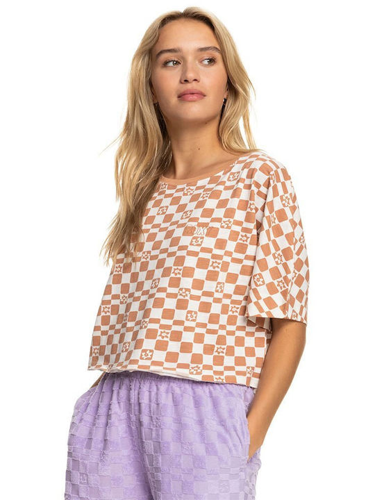 Power Check Γυναικείο Καλοκαιρινό Crop Top Βαμβακερό Κοντομάνικο Πολύχρωμο