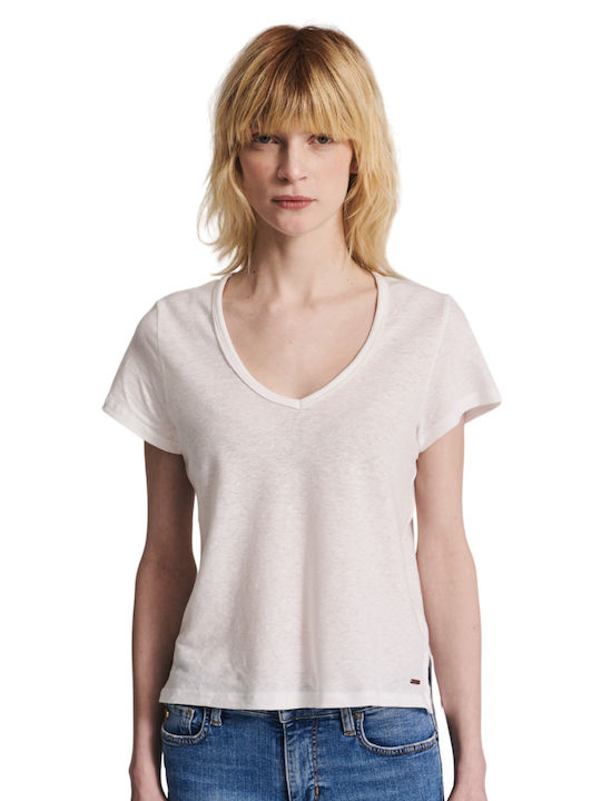 Staff Mina Γυναικείο T-shirt Μπεζ με Λαιμόκοψη V