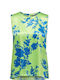 Only Women's Summer Blouse Satin Sleeveless Floral Summer Green