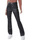 ES-F22-11504 Women's High-waisted Fabric Trousers Flared Black