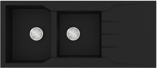 Sanitec Ultra Granite Drop-In Küchenspüle aus Flüssigem Granit M116xP50cm Schwarz