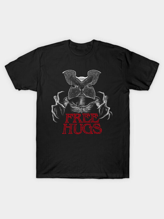 Free Hugs Stranger Things Μπλουζάκι T-shirt σε Μαύρο χρώμα
