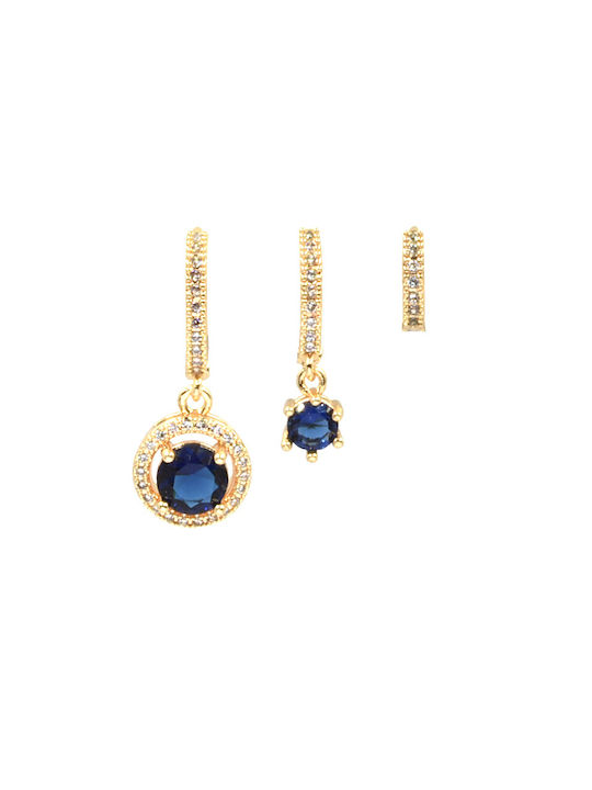 Set of 3 Stainless Steel Earrings Awear Venezia Gold - Blue