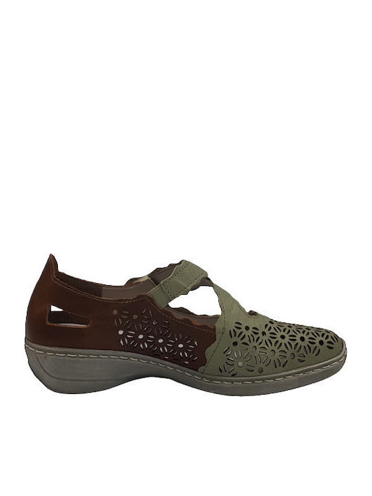 Rieker Anatomic Leather Ballerinas Green
