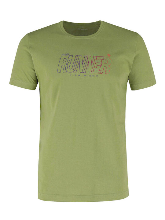 Volcano T-RUNNER Herren T-Shirt mit kurzen Ärmeln - Grün