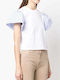 Karl Lagerfeld Summer Women's Cotton Blouse Short Sleeve White