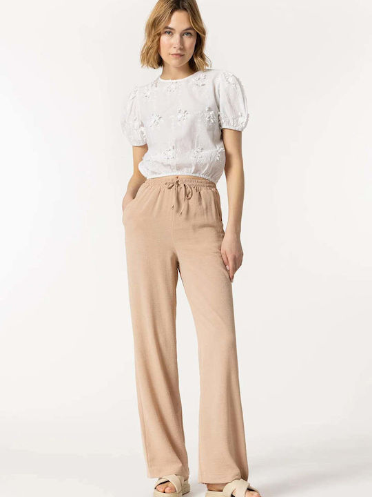 Women's pants with elastic waistband and drawstring TIFFOSI 10049137 BEZ