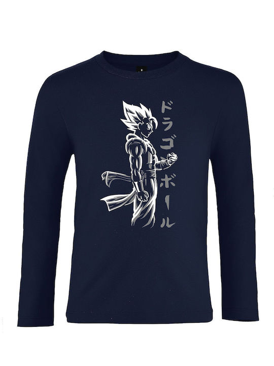 Copii Maneca Lunga Unisex "Dragonball Fanart Gri Alb" French Navy