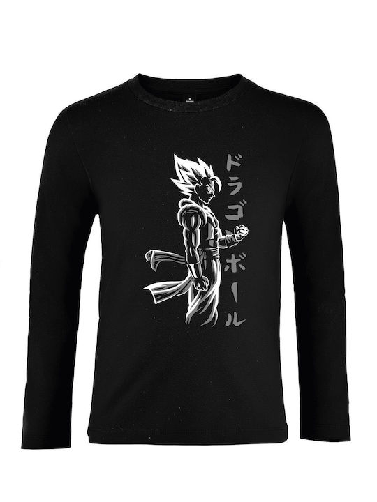 Kids Long Sleeve Unisex "Dragonball Fanart Grey White" Black