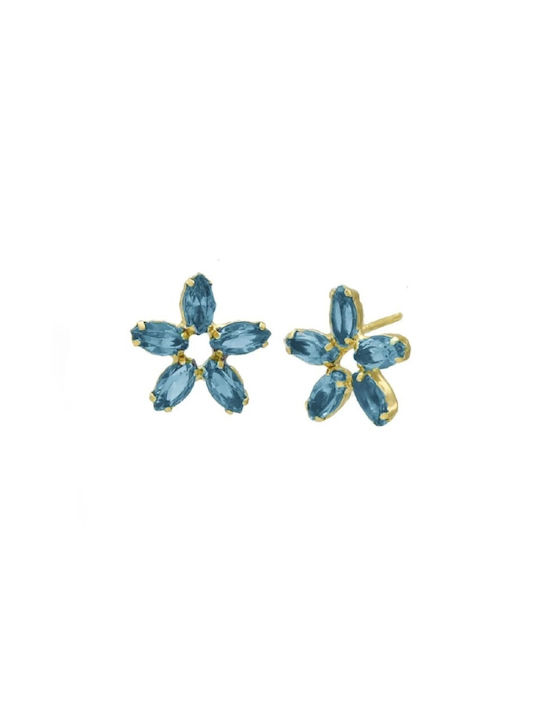 Women's Victoria Cruz A3994-10DT gold plated sterling silver earrings with blue cubic zirconia stones.