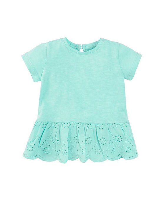 Short-sleeved blouse with lace BLUE CCG2402141