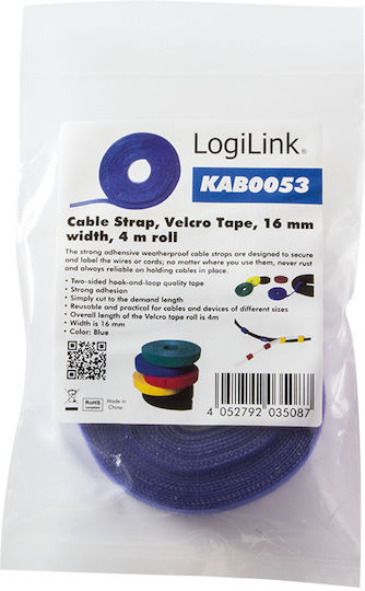 LogiLink Legătură Cablu Din Plastic 400mmx16mm Albastră 1 Bucată KAB0053