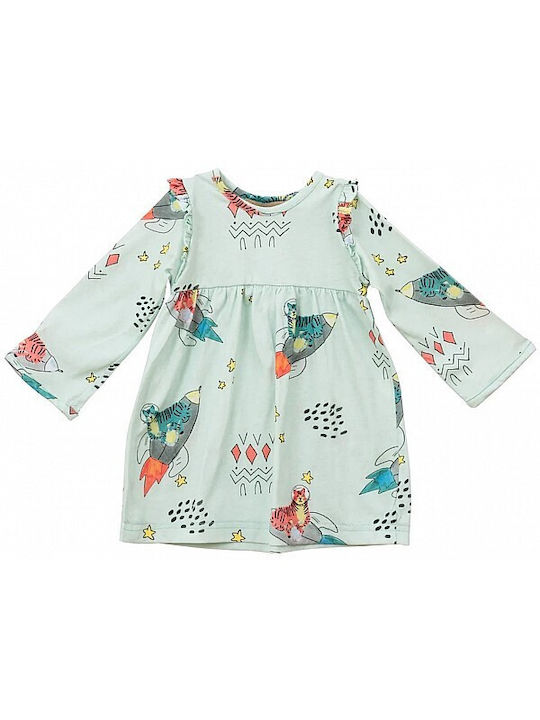 COOCOOTALES Tigers in space dress baby - AW22-TISDB - ΚΟΡΙΤΣΙ - LIGHT GREEN