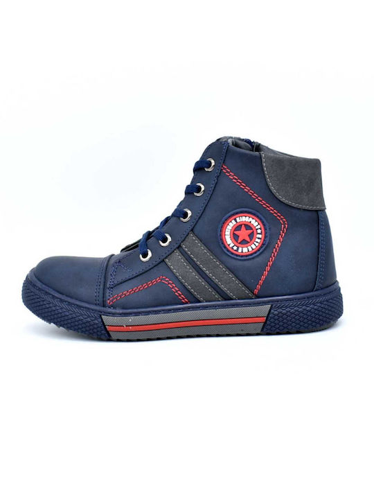 Bibelot 4351-BL Leather Anatomical Anatomical Boots for Boys Blue