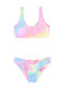 Children's Swimsuit Set Waffle Bikini Set Tie Dye Pink