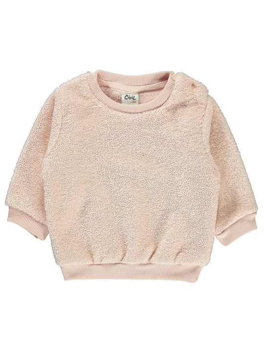 Baby blouse furry with glitter salmon (6-24 months)