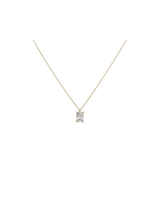 Women's gold necklace with rectangular white stone 044841 044841 Gold 9 Carat gold