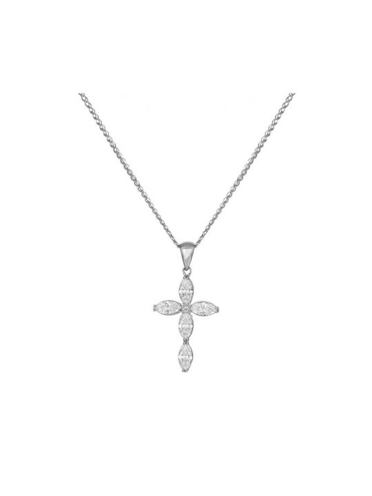 White gold necklace K14 cross with cubic zirconia Marquis 045680C 045680C Gold 14 Carat