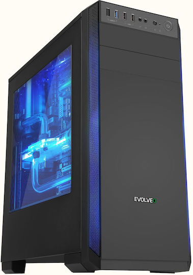 Evolveo T3 Gaming Midi Tower Κουτί Υπολογιστή με Πλαϊνό Παράθυρο Μαύρο