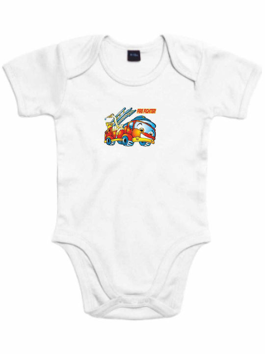 Zipper Bodysuit with Design firefighter! | A5723B White