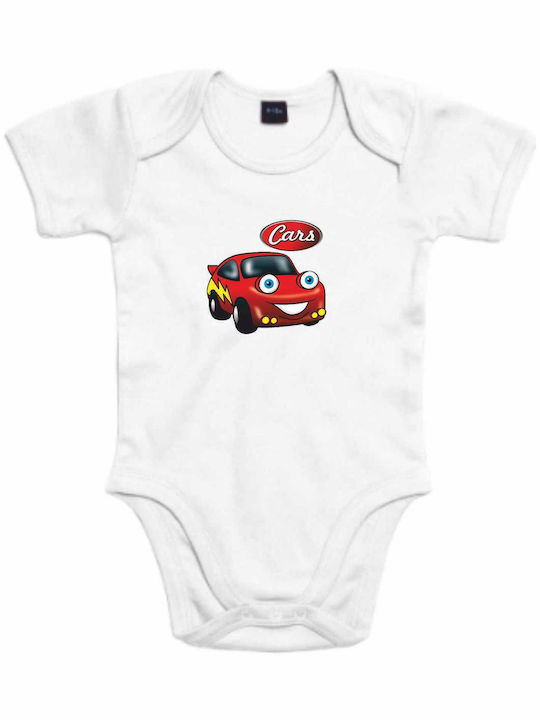 Zip-Up Bodysuit with Design Cars | A5694B White