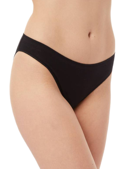 WOMEN'S COTTON BRIEFS COTONELLA MINI WITH SINGLE SEAM BLACK