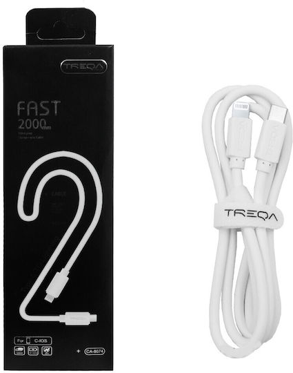 Treqa CA-8074 USB-C to Lightning Cable Λευκό 2m