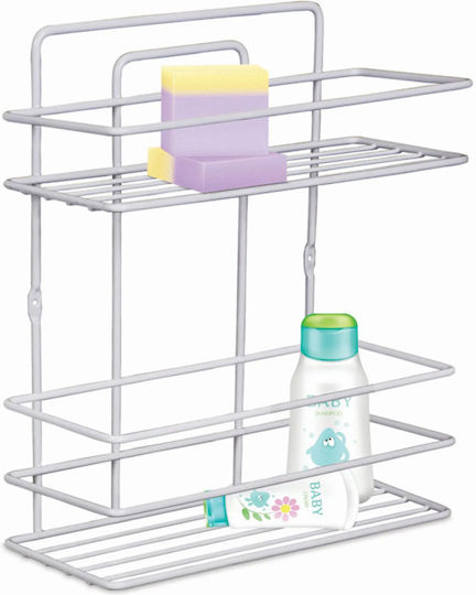 Perilla An der Wand montiert Badezimmerregal Metallisch mit 2 Regalböden 27x12x34cm Weiß