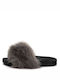 Slippers with fur and rubber sole