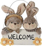 WELCOME SIGN RABBITS 37X11X42CM