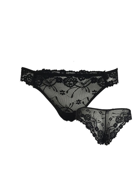 Brazilian briefs with lace Amelie BLACK