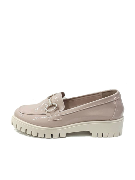 Loafers pentru femei Zizel - 819 nude din piele lucioasă