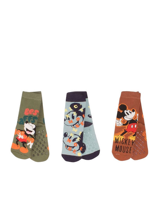 CHILDREN'S SOCKS FOR BOYS WITH NON-SLIP PADS CIMPA DISNEY MICKEY MC20502 - PACK OF 3 PCS