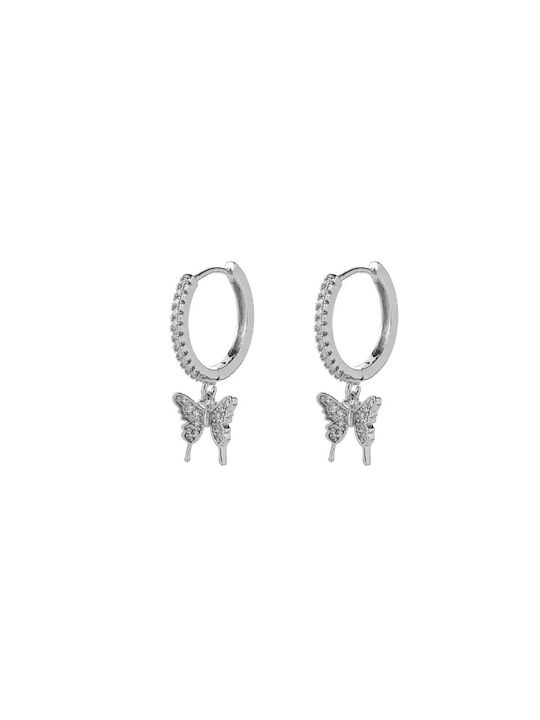 Butterfly Earrings Ασημί Από Ορείχαλκο