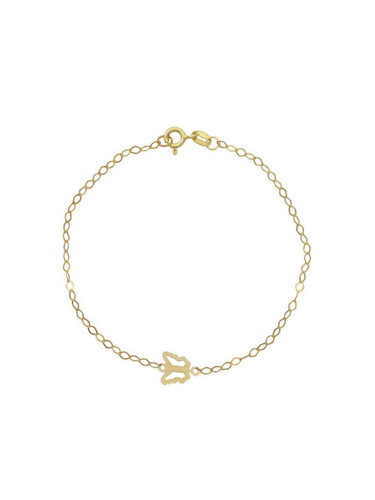 Gold children's bracelet with butterfly BA331 9 Carat