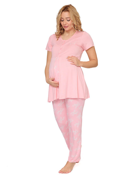 Pregnancy and breastfeeding pajamas (36034) - Pink