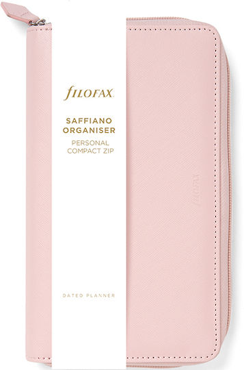 Filofax Εβδομαδιαίο Organizer Saffiano Personal Compact Zip Ροζ Δερμάτινο 20.8x20.8εκ. Blush